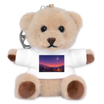 Mondnacht Ritterin am Feuer - Teddy Schlüsselanhänger - Weiß - Vorne