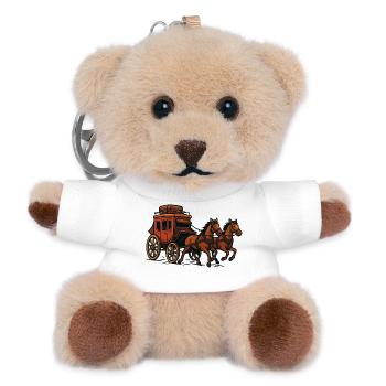 Pferdewagen Kutsche Szene - Teddy Schlüsselanhänger - Weiß - Vorne
