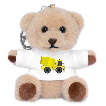 Camion malaxeur à béton - Porte-clés ourson - blanc - Devant