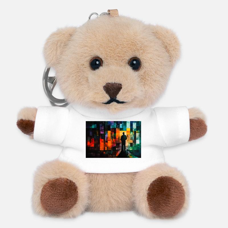 Color Mosaic Shadow Path - Teddy Keyring - white