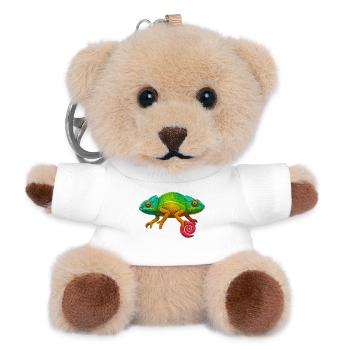 Regenbogen Chamäleon Lolli - Teddy Schlüsselanhänger - Weiß - Vorne