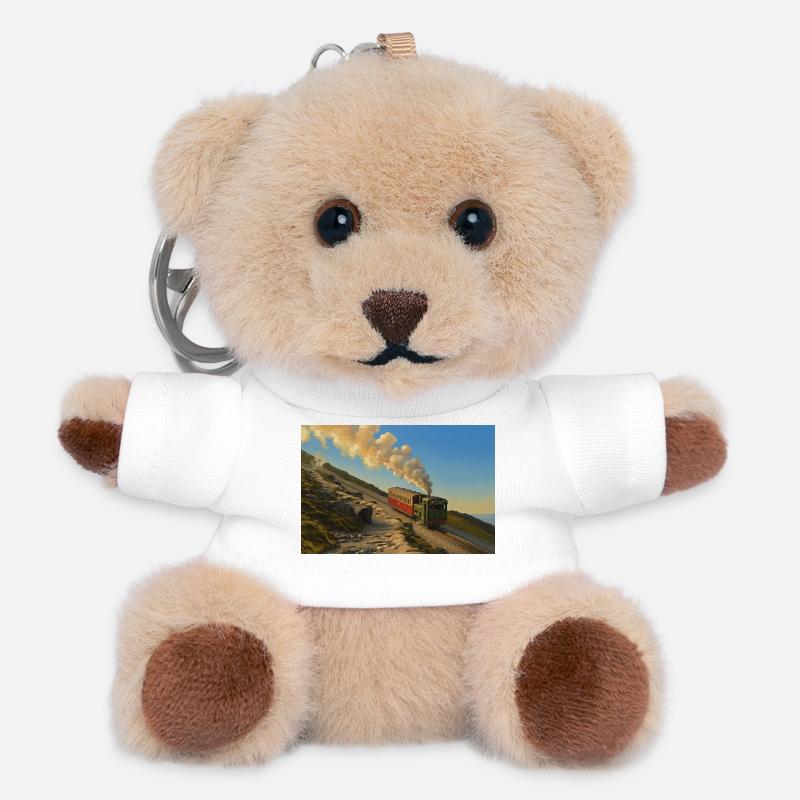 Snowdon Mountain Steam Engine - Teddy Keyring - white