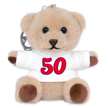 50. 50 ANS. 50e ANNIVERSAIRE. ANNIVERSAIRE 50 ANS. - Porte-clés ourson - blanc - Devant