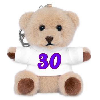 30. 30 ANS. 30e ANNIVERSAIRE. ANNIVERSAIRE 30 ANS. - Porte-clés ourson - blanc - Devant