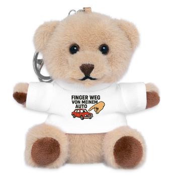 Finger Weg Von Meinem Auto - Teddy Schlüsselanhänger - Weiß - Vorne