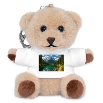 Mountain lake path in the forest - Teddy Keyring - white - Front