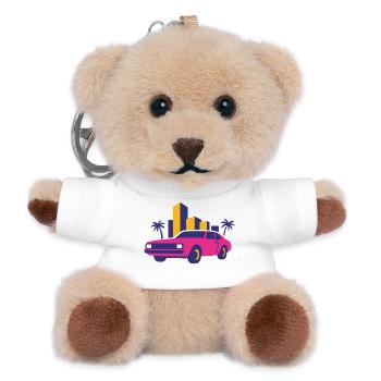 Retro Neon Skyline Limousine - Teddy Keyring - white - Front