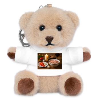 Tomatenknoblauc Salat und Gretschka - Teddy Schlüsselanhänger - Weiß - Vorne