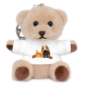 Cute German Shepherd puppy dog and Maine Coon cat - Teddy Keyring - white - Front