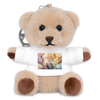 Clear Thoughts – Minimalist Glass Design - Teddy Keyring - white - Front