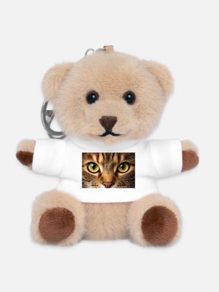 Cat Eye Close Up - Teddy Keyring - white