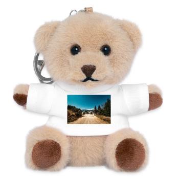 Year 2026 Light Painted with snowy mountains - Teddy Keyring - white - Front