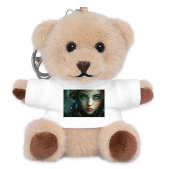 Cyberaugen im Neonlicht - Teddy Schlüsselanhänger - Weiß - Vorne