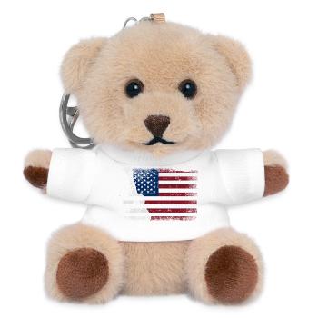 Hawaiian Ukulele Uke American Flag - Teddy Keyring - white - Front