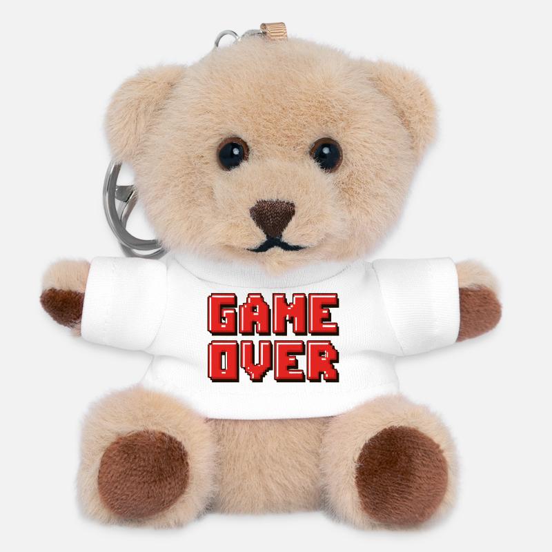Pixel Game Over Retro-Banner - Teddy Schlüsselanhänger - Weiß