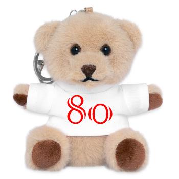 80. 80 JAHRE. 80. JUBILÄUM. 80-JAHRES-JUBILÄUM. - Teddy Schlüsselanhänger - Weiß - Vorne