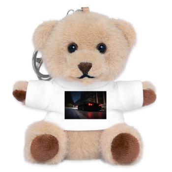 Nachtsportwagen auf der Straße - Teddy Schlüsselanhänger - Weiß - Vorne