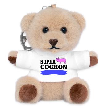 SUPER COCHON - Porte-clés ourson - blanc - Devant
