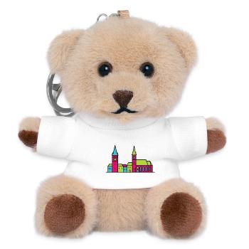 Wels City Skyline Lederer Turm Moderne Linienzeichnung - Teddy Schlüsselanhänger - Weiß - Vorne