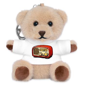 Red retro radio illustration - Teddy Keyring - white - Front