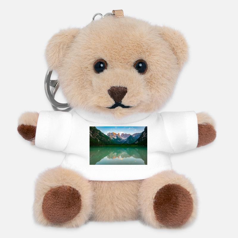 Alpine Lake Mirror Image - Teddy Keyring - white