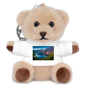 Hallstatt See und Bergdorf Landschaft - Teddy Schlüsselanhänger - Weiß - Vorne
