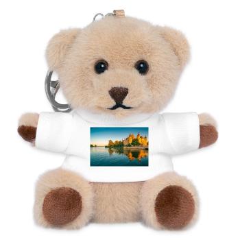 Schloss in Schwerin im Sonnenuntergang - Teddy Schlüsselanhänger - Weiß - Vorne