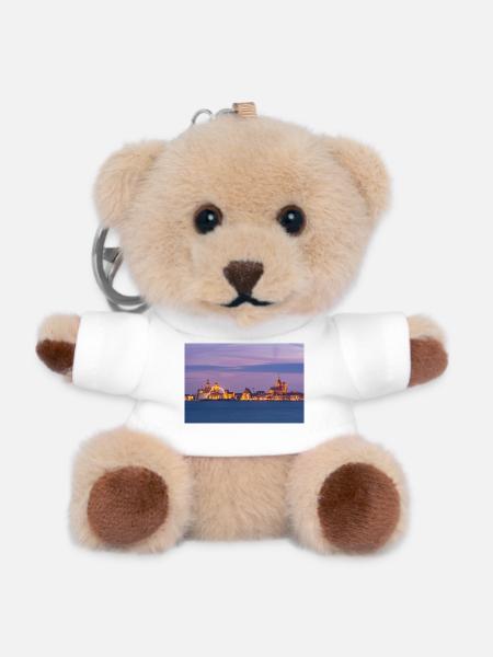 Stralsund am Abend - Teddy Schlüsselanhänger - Weiß