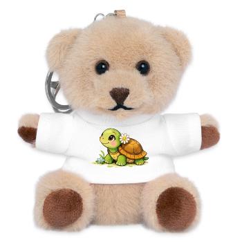 Schildkröte mit Blume Cartoon - Teddy Schlüsselanhänger - Weiß - Vorne