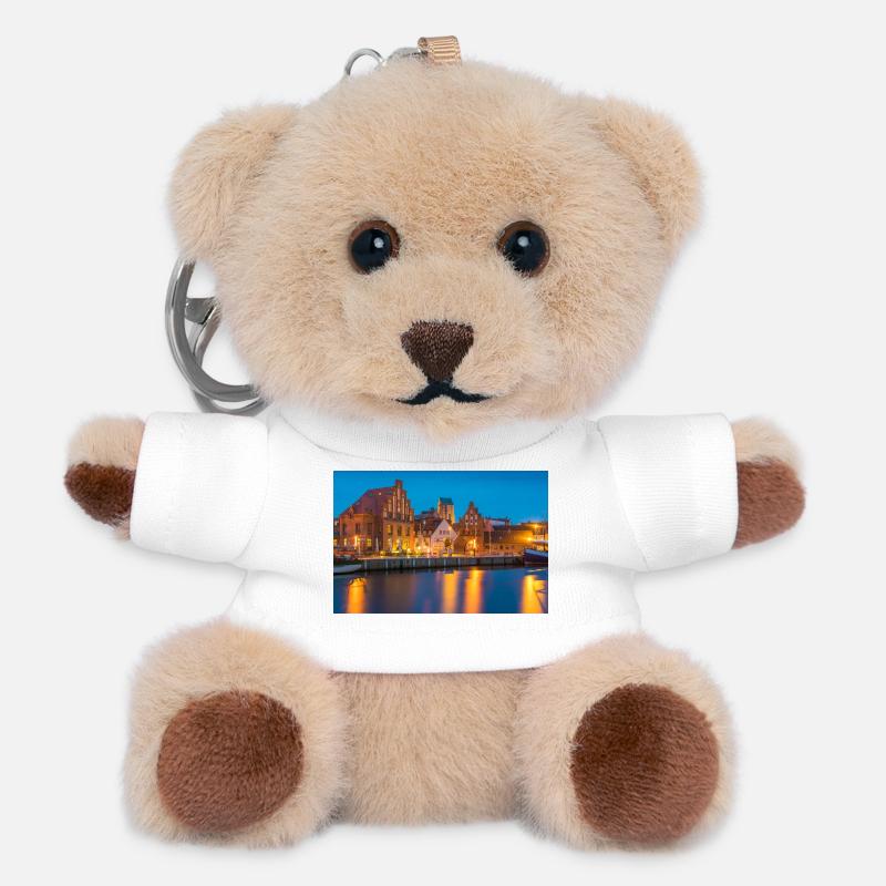 Wismar am Abend - Teddy Schlüsselanhänger - Weiß