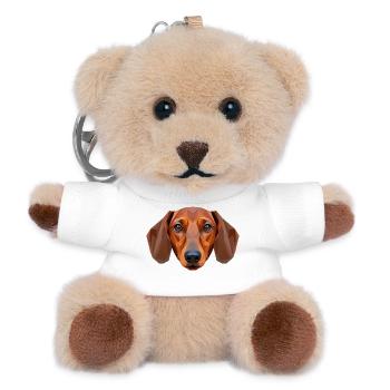 Dackel Dachshund Zwergdackel Dackelclub Teckel - Teddy Schlüsselanhänger - Weiß - Vorne