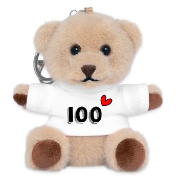 100. 100 JAHRE. 100-JÄHRIGES JUBILÄUM. GEBURTSTAG 100 - Teddy Schlüsselanhänger - Weiß - Vorne