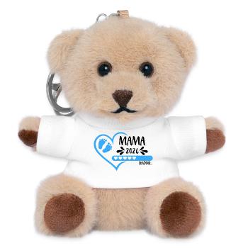 Mama 2026 loading Herz Babyfüße blau Junge - Teddy Schlüsselanhänger - Weiß - Vorne