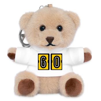 60. 60 YEARS. 60th ANNIVERSARY. 60TH BIRTHDAY. - Teddy Keyring - white - Front