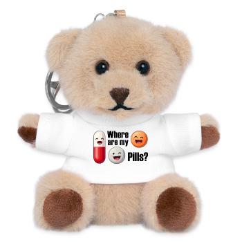 Pillenwitz: Wo sind meine Pillen - Teddy Schlüsselanhänger - Weiß - Vorne