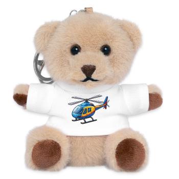 Helicopter Cartoon - Teddy Keyring - white - Front