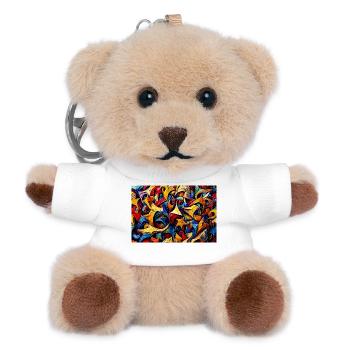 Bunte Sternformen Abstrakt - Teddy Schlüsselanhänger - Weiß - Vorne