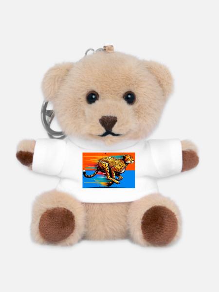 cheetah - Teddy Keyring - white