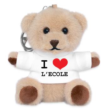 J'aime l'École : Design Scolaire Coeur Rouge Love - Porte-clés ourson - blanc - Devant