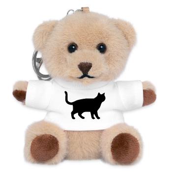 Schwarze Katze Katzen Silhouetten Geschenk  - Teddy Schlüsselanhänger - Weiß - Vorne