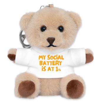 My Social Battery Is at 1% - Teddy Keyring - white - Front