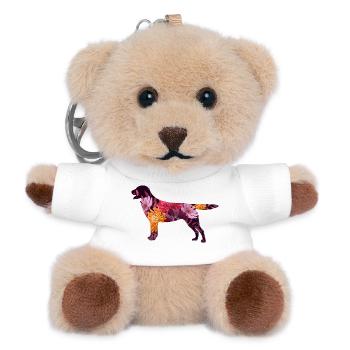 Floral Dog Silhouette Labrador Retriever - Teddy Keyring - white - Front