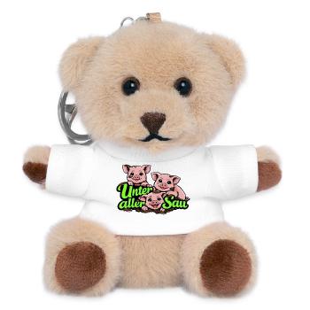 Unter aller Sau lustiges Schwein Motiv - Teddy Schlüsselanhänger - Weiß - Vorne