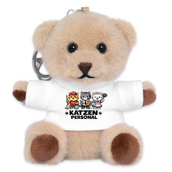 Katzen Personal Trio Büro Maskottchen - Teddy Schlüsselanhänger - Weiß - Vorne