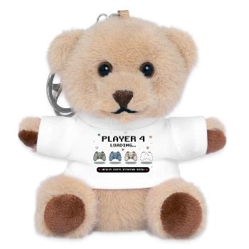 Player 4 Loading - Baby Announcement - Teddy Schlüsselanhänger - Weiß - Vorne