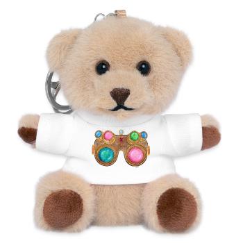 Rainbow Steampunk Glasses - Teddy Keyring - white - Front