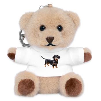 Black dachshund with red accents - Teddy Keyring - white - Front