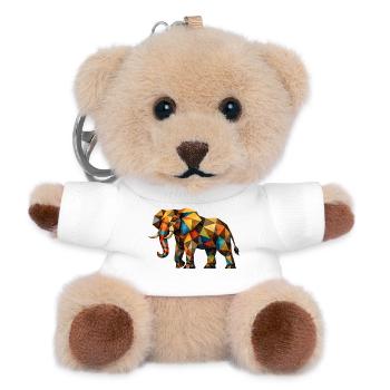 Bunter geometrischer Elefant - Teddy Schlüsselanhänger - Weiß - Vorne