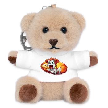 Fiery Pizza Dog - Teddy Keyring - white - Front