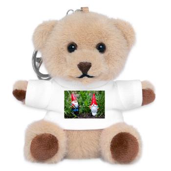 Garden gnome in the flower garden - Teddy Keyring - white - Front